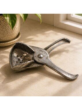 Vintage Metal Lemon Squeezer Barware With Rustic Patina - Functional & Decorativ